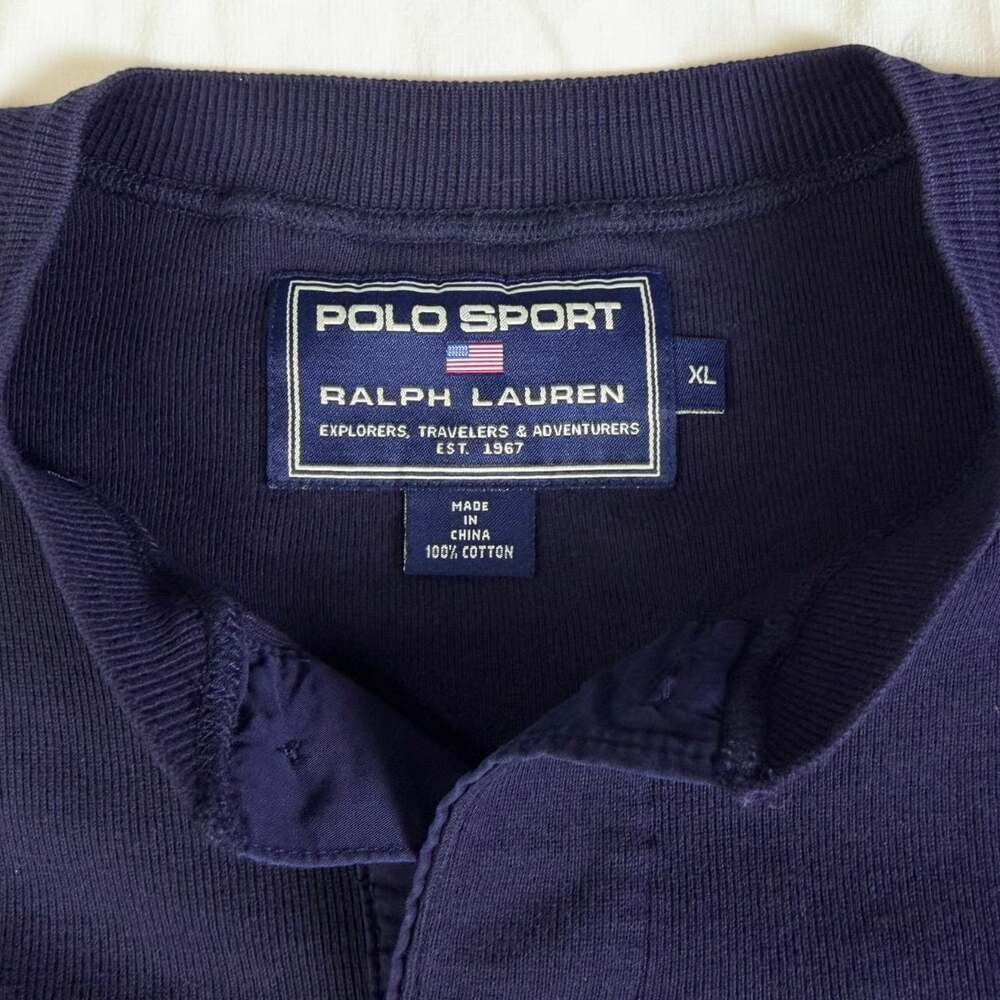 Vintage Polo Sport Ralph Lauren Men’s XL Navy Long Sleeve Henley Shirt Cotton